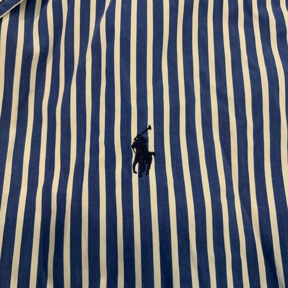 Polo Ralph Lauren Men’s Blue White Stripe Cotton Button Front Shirt 2XB - Picture 10 of 11